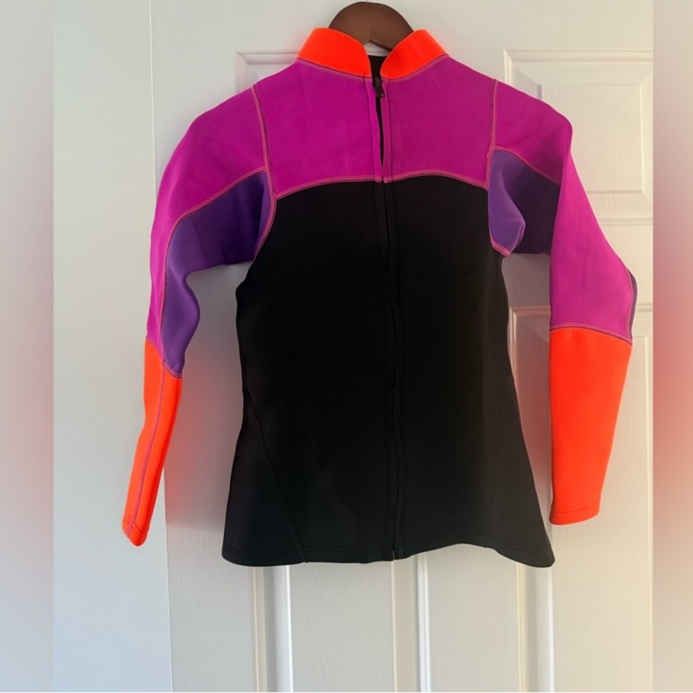 Vibrant Women's Ski Jacket in Black, Purple, and Orange